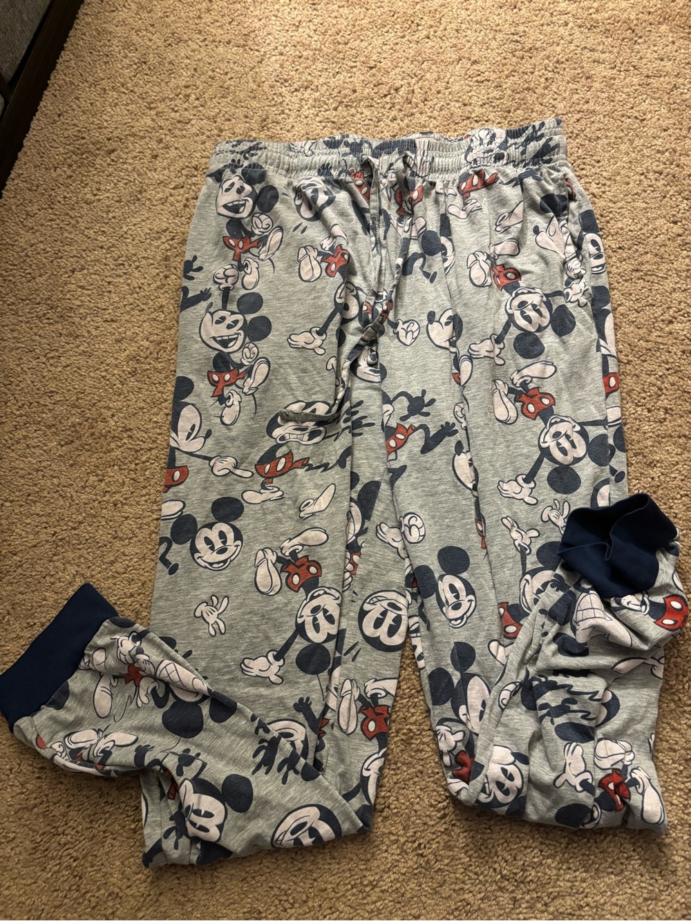 Mickey Mouse Gray Men's Jogger Sweatpants with Navy Accents